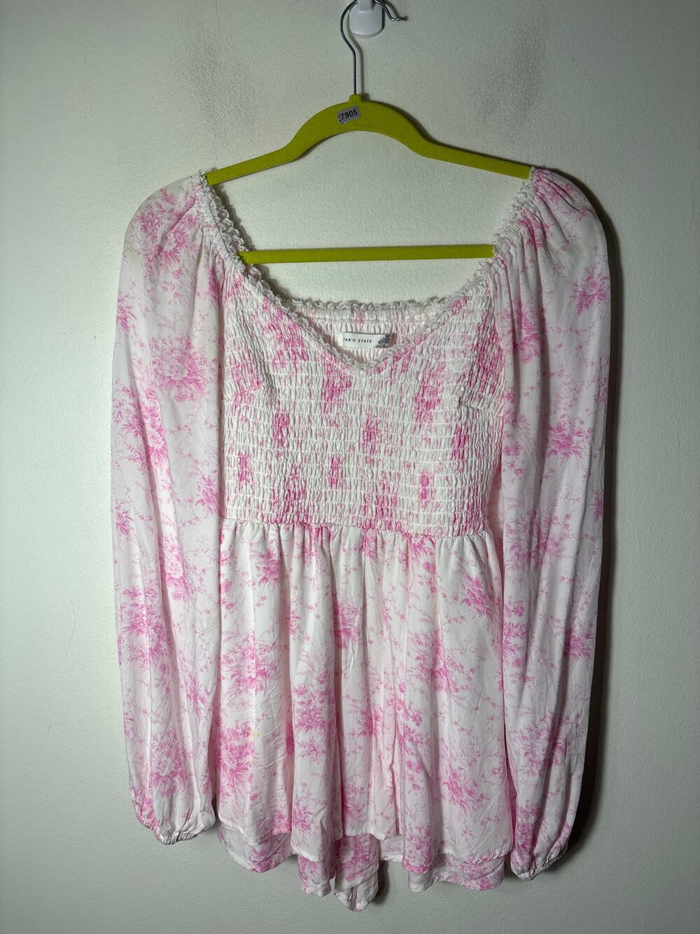 Altar'd State Pink Floral Long Sleeve Romper Sz S